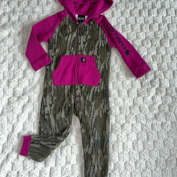 Carhartt Kids Camo and Pink Hooded Jumpsuit - Picture 3 of 7